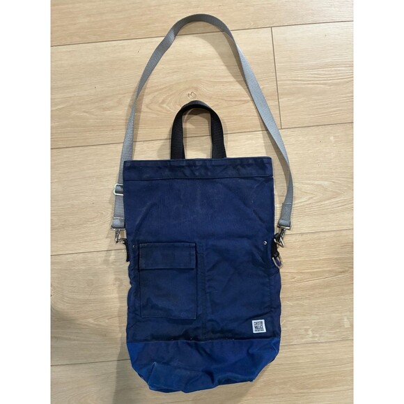 Chester Wallace Other - Vintage Chester Wallace Waxed Canvas Tote Navy Blue Shoulder Crossbody 24" USA